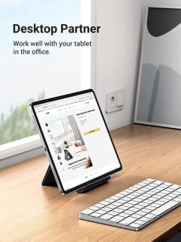 STRIFF Multi Angle Tablet Tabletop Stand. Holder for iPhone, Android, Samsung, OnePlus, Xiaomi. Portable, Foldable Stand. Perfect for Bed,Office, Home, Gift and Desktop (Black) 2