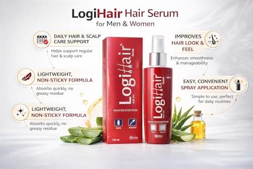 New_LogiHair Hair Serum | Intensive Hair & Scalp Care Serum | Reduces Hair Fall & Promotes Growth | Lightweight, Non-Sticky Formula | Suitable For All Hair Types -(126ml) 3
