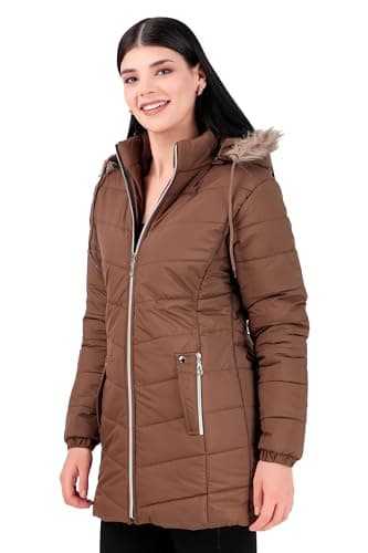 Brazo Latest Long Puffer Full Sleeve Winter Jacket For Women's (IN, Alpha, L, Regular, Coffee) 2