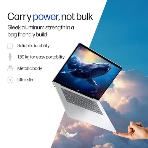 HP Omnibook 5 OLED (Previously Pavilion), Snapdragon X Processor (16GB LPDDR5x,1TB SSD) 2K OLED,16''/40.6cm, Win11, M365*Office24, Glacier Silver, 1.59kg, fb0001QU, Backlit, Next-Gen AI Laptop 2