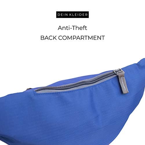 Dein Kleider Waist Pack Travel Handy Hiking Zip Pouch Document Money Phone Belt Sport Bag Bum Bag for Men and Women Nylon (Dark Blue) 5