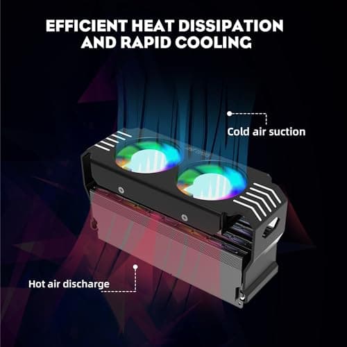 Ant Esports MMR50 RAM Cooler/Radiator Aluminum Heatsink with Dual 50mm 4-Pin PWM & 5V 3-Pin Addressable RGB Cooling Fans for 4 RAM sticks (Black) 3