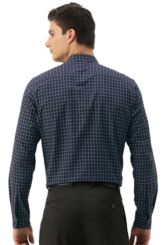 Peter England Men Navy Regular Fit Formal Full Sleeves Formal Shirt 5
