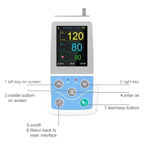 MEDILMA ® CMS Battery Operated Ambulatory Arm Blood Pressure Monitor PM50 with Adult Cuff for BP Monitoring at Home,Hospital,Clinic 24 Hours Portable 2.4 Inch LCD Display,1 Year Warranty,Multicolor 4