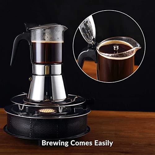 Niyam Premium Glass Steel Stovetop & Induction Base Moka Pot 4 Cup Espresso Coffee Maker Percolator Cafeteria suitable for all hobs (200ml) 5