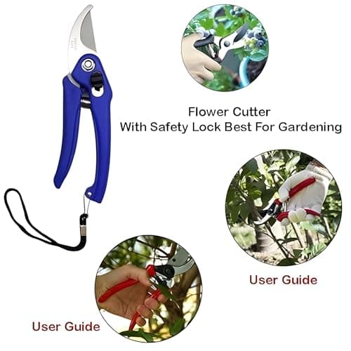 Oblivion Steel Plant Cutter Gardening Scissors Tools - Flower Cutter | Garden Scissors, Pruning Seeds, Grass Cutter, 18cm (Multicolor) 3