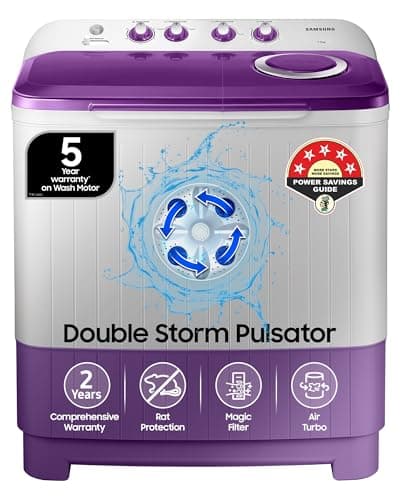 Samsung 7 kg, 5 star, Semi Automatic Top Load Washing Machine (WT70M3000UU/TL, Air Turbo Drying, LIGHT GRAY, 5 Year Warranty on Wash Motor)