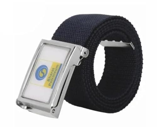 BPCL Petrol Pump Uniform Belt Pack of 10 | Black Adjustable Nylon Webbing Belt with Metal Logo Buckle | Heavy Duty Workwear Belt for Staff Men Women