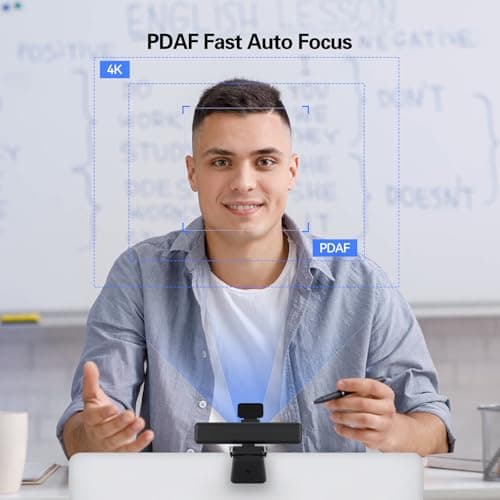 Angetube Wide Angle 4K Webcam for PC - 120° FOV, PDAF Autofocus, 2 Noise-Cancelling Mics, 1080P@60FPS, Auto Light Correction, USB-A/C, Privacy Cover, Video Conference Camera for Mac Laptop and Desktop 4