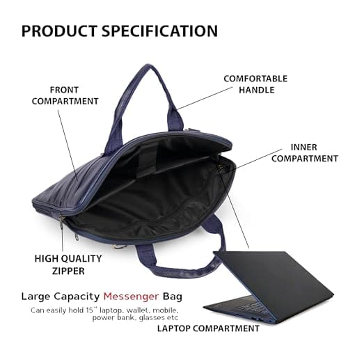 ADISA Laptop Messenger Office Bag Briefcase for Work for Men (LB6054-NAV) 4
