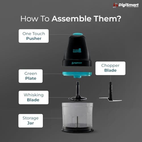 DigiSmart 400 Watts Chopper for Chop, Mincing, Puree, Whisk, Grind, 100% Copper Motor Electric Chopper, One Touch Operation, Stainless Steel Blade, Anti Skid, 1 Year Warranty (Blue & Black) 5