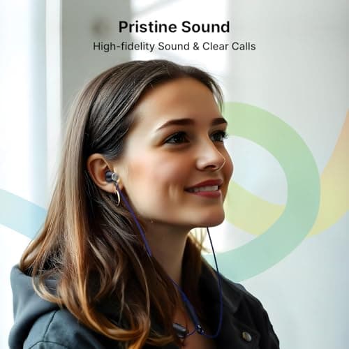 pTron Tangent Evolve w/ 50Hrs Playtime, HD Mic, Pristine Sound, 14mm Drivers, Bluetooth V5.3 w/Dual-Device Pairing Wireless Neckband, Magnetic Buds, Voice Assistant,Type-C Charging & IPX4(Black/Blue) 4