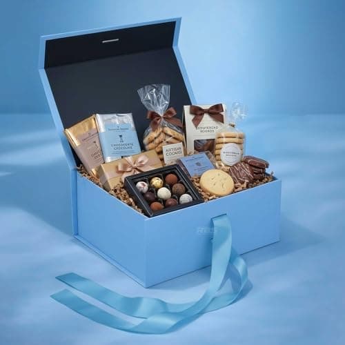 RBS® - Foldable Gift Box with Ribbon 23 x 16 x 10cm Gift Boxes for Packaging (1 Pack) Multi-Purpose Gift Boxes for Presents Reuse Gift Packing Box Decorative Hamper Box (Blue Sky) 2