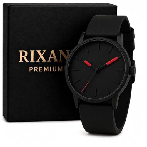RR ENTERPRISEE Ultra-Light Minimal Black Analog Watch Minimalist Design, Rubber Strap, Business Casual