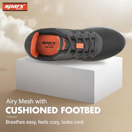 SPARX Mens Sx0648g D. Grey NEON Orange Sneaker - 10 UK (SX0648G) 4