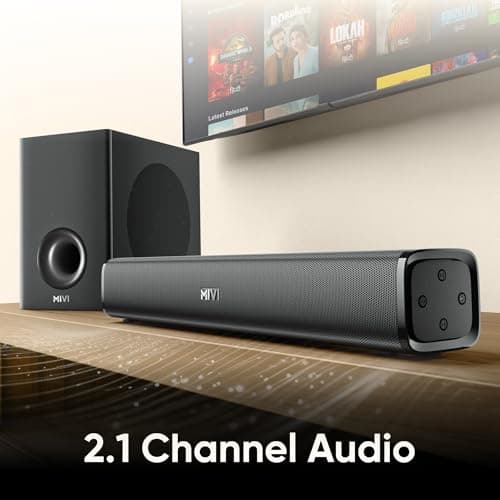 Mivi Nex 100 Sound Bar for Smart TV | 90W 2.1 Channel Home Theatre Speaker with Subwoofer | Bluetooth v5.3 | Deep Bass | Music System for Wireless | Speaker Home Theatre | Made in India 4