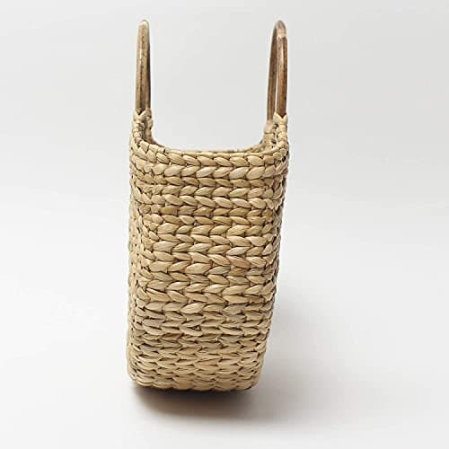 Habere India-All the Cultures Fabricating India Straw Tote, Small Basket, Bamboo Beach Bag for Women, Boho Kauna Handbag, Half Moon - Contemporary, Beige 6