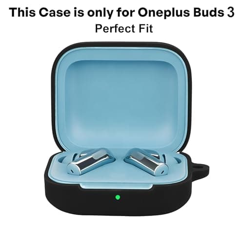 Latali New Silicone Case Compatible with Oneplus Buds 3 (2024) Protective Soft Silicone 360° Full Protection Dust-Proof Shockproof Case Cover with Hook (Cover Only) (Black-Panther) 2