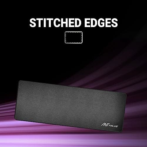 Ant Value MM300 Large Gaming Mouse Pad – Waterproof Cloth Surface with Anti-Fray Stitched Edges, Non-Slip Rubber Base, Extended Size for Gaming & Office Desk Setup – Black 5
