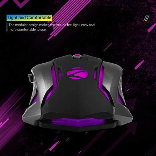 ZEBRONICS-Transformer-M with a High-Performance Gold-Plated USB Mouse: 6 Buttons, Multi-Color LED Lights,High-Resolution Sensor with max 3600 DPI, and DPI Switch(Black) 5