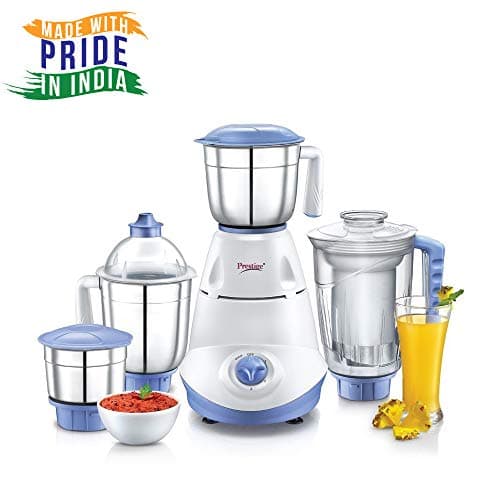 Prestige Popular Aluminium Pressure Cooker, 7.5 Litres, Silver and Iris 750 Watt Mixer Grinder with 3 Stainless Steel and 1 Juicer Jars (White and Blue) 6