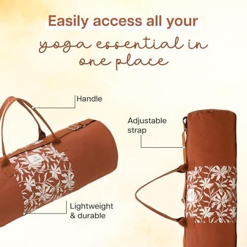 Wiselife Yoga Mat Bag for 10MM Mats – | Durable Cotton Canvas, Full Zip Closure, Adjustable Strap, Spacious Side Pocket | Yoga Mat Carry Bag for Men & Women 5