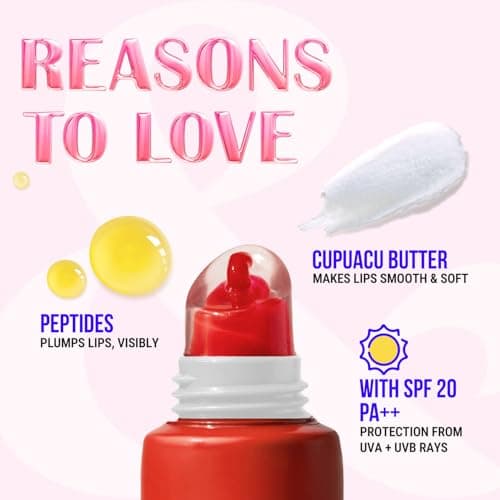 Blue Heaven Butter & Balm (15 Gm) Peptide based Tinted Lip Balm with SPF 20 PA++| Infused with Cupuacu Butter | Smoothing & Moisturizing | UVA/UVB Rays Protection | Strawberry 4