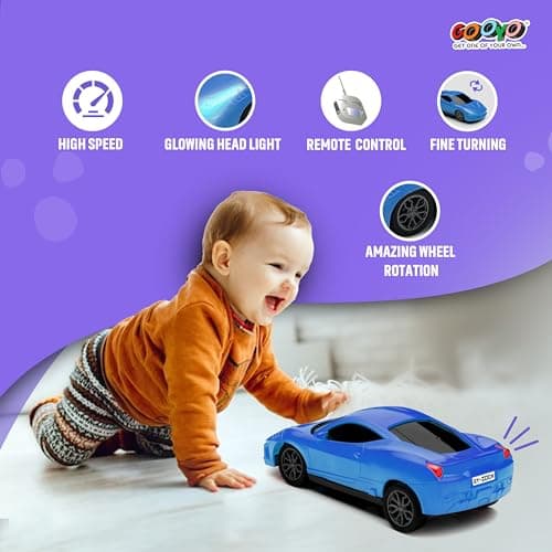 Gooyo GY-231CH Hi-Speed Rechargeable RC Car Toy with Glowing Headlights Feature | User-Friendly RC Car Toy for Kids | Blue | in-Built Battery | Gift Box Packaging 5