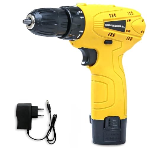 Bullet 12V Cordless Drill Machine for Wall, Wood & Metal | Drill & Screwdriver with 10mm Keyless Chuck, 24 Nm Torque, 600 RPM, 18+1 Clutch & Forward/Reverse | 1.5Ah Battery, Charger & LED Light