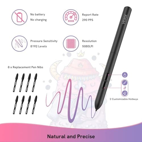 VEIKK S640 V2 Pen Tablet ，6 x 4 Inch Graphic Drawing Tablet with Battery -Free Passive Pen (8192 Levels Pressure)- Black 2