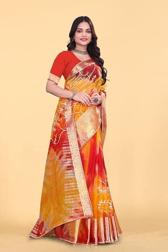 Women Saree Stylish Ethnic Style Traditional Festive Occasion Elegant Appearance Red 3