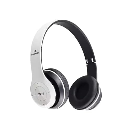 P47 Wireless Bluetooth Over Ear Headphones - Best Wireless Gaming Headphones Under 1000 | Premium BT Headphone for Music & Gaming (White)
