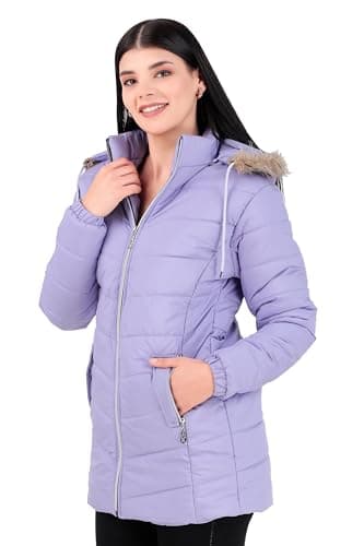Brazo Latest Long Puffer Full Sleeve Winter Jacket For Women's (IN, Alpha, M, Levender), Purple 2
