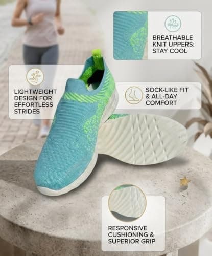 Fabbmate Breathable Light Weight Running Slip On Sneakers for Women (Sky, UK Footwear Size System, Adult, Women, Numeric, Medium, 8) 3