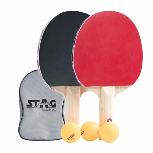 STAG ICONIC 2 Star Table Tennis Playset with Orange Balls | 2 Ping Pong Rackets & 3 ABS Balls | Beginner TT Bat Set for Practice & Recreation | Lightweight, Durable & Ergonomic Design 2