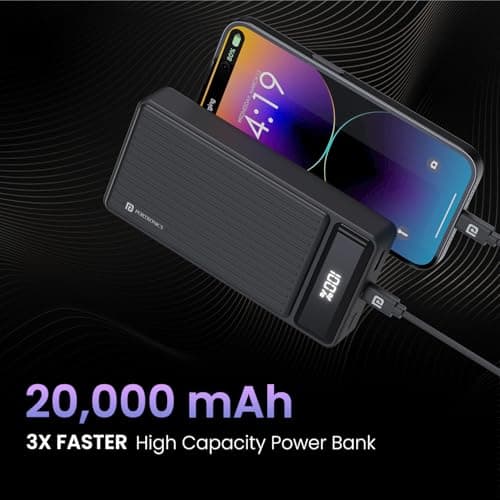 Portronics Luxcell B 20K Advanced 20000 mAh Power Bank with 22.5W Max Output, LED Battery Display, 22.5w Mach USB-A , 20w Type C PD Output, Type C Input, Wake Up Button, Black 3