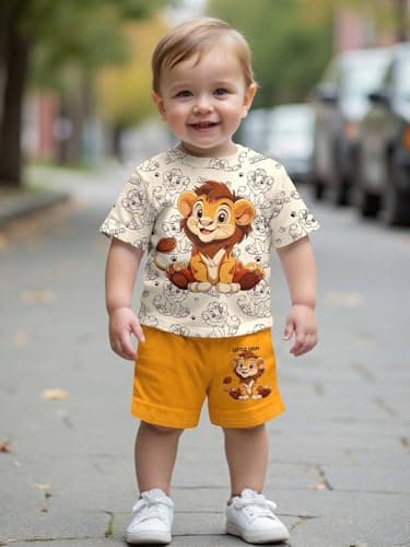 M.C Kids Dress for Boys | Cotton Half Sleeve Animal Printed T-shirt and Shorts Combo | Stylish Summer Wear Baby Boy Dress | Lightweight, Kids Dress Set (12-24 month) 4