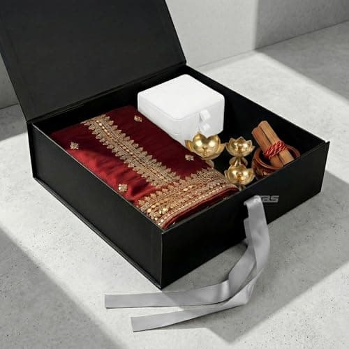 RBS®- LARGE Gift Box (34 x 33 x 10cm) Gift boxes for Packaging (1 Pack) Hamper Boxes for Gift Holds Upto 10 kg Gift Packing Box Gift Boxes for Gifting Hamper Box (L -Black Rainbow Floral) 4