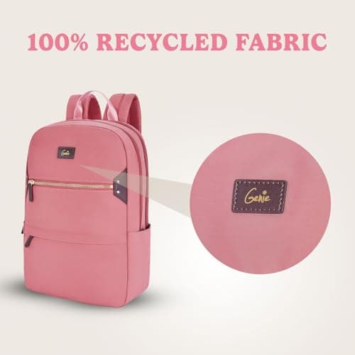 Genie Brooklyn Laptop Backpack for 15.6 Inch Laptop, Pink | Spacious College & Office Backpack for Women & Girls 5