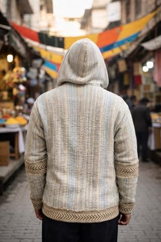 CRYSTALHEAL; DESIGNING THE DESTINY Crystal Heal Vira Jacket for Men & Women – Boho Tribal Cotton Jacket, Handcrafted Ethnic Hoodie Jacket, Winter Casual Streetwear (IN, Alpha, L, Regular) 3