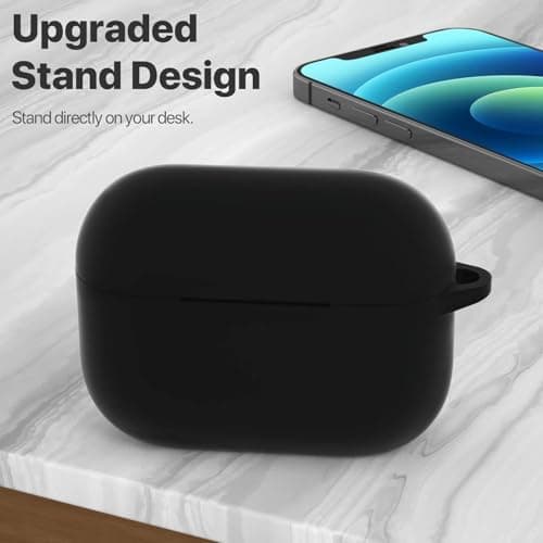 Latali New Soft Silicone Case Compatible with Apple AirPods Pro 3 Generation (2025) Protective Silicone 360° Full Protection Dust-Proof Shockproof Case Cover with Hook (Cover Only) (Black) 3