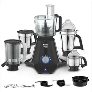 Preethi Zodiac Black Mixer Grinder+Food Processor I 750 Watt I 2yr Guarantee & Lifelong Free Service I 5 Jars- Chutney, Dry Grinding, Batter Grinding, Juicer & Masterchef Jar chopping/grating -MG 261