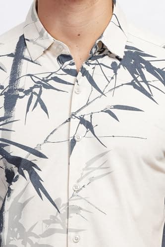 BULLMER Trendy Regular Fit Printed Causal Plus Size Shirt for Men | Men’s Shirts in Plus Sizes only Cream2 XXXXX-Large 5