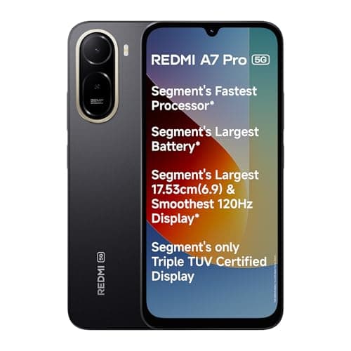 REDMI A7 Pro 5G (Black, 4GB RAM,128GB Storage) | Segment's Fastest Processor | Segment's Largest Battery | Segment's Largest & Smoothest 6.9in 120Hz Display