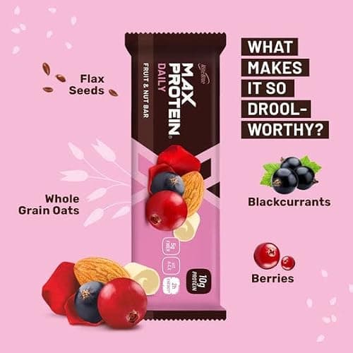 RiteBite Max Protein Daily Fruit & Nut Protein Bars with 10g Protein, 5g Fiber & Vit. A, C, E | No Cholesterol & Trans Fat For Upto 2h of Energy, Healthy Snack, 50g (Pack of 24) 4