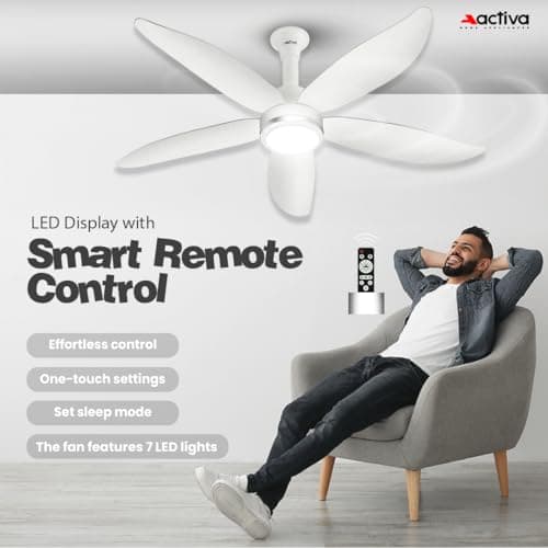 ACTIVA Aero Five Light 1200mm BLDC Ceiling Fan | 28W | 5 Blade | 5 Star Energy Saving | High Speed | Remote, Timer, Reversible | ABS Body | Pearl White | Pack of 1 4