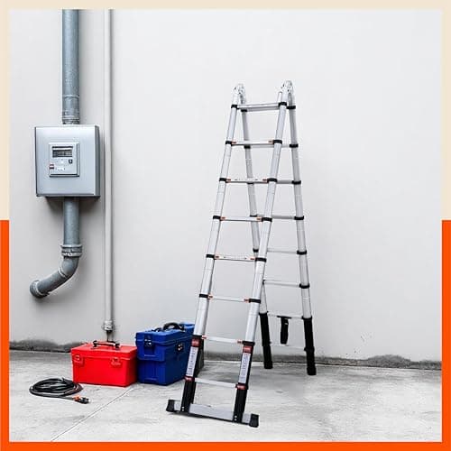 Bathla 18.5 ft A-Type Foldable Aluminium Telescopic Ladder with 18 Steps | Portable & Compact | 2-Year Warranty | Multi-Purpose Ladder for Home, Industrial & Outdoor Use 4