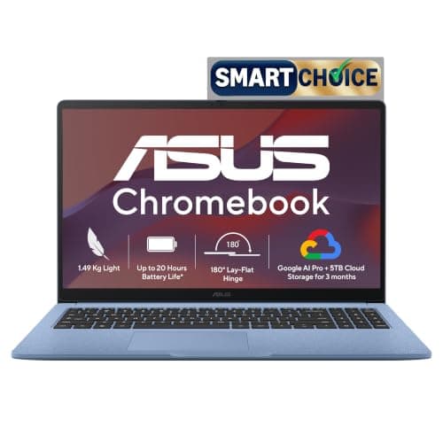 ASUS Chromebook CM1505 (2026), Smartchoice, MediaTek Kompanio 540 Processor, 4GB RAM, 64GB SSD, FHD, 15.6"(39.6 cm), 60Hz, Chrome OS, Fabric Blue, 1.49 Kg, CM1505CM4A-S70080, Thin & Light Laptop