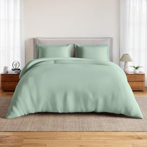 Spaces Everyday Essential 100% Cotton 170 TC Percale Solid Fitted King Sheet with 2 Pillow Covers|Super Soft, Safe for Skin & Breathable - 183 x 198Cm + 30Cm - Light Green