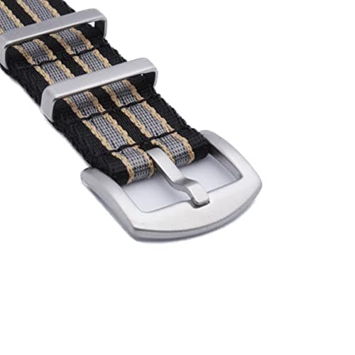 WAMD Seat Belt NATO Nylon Fabric Watch Straps/Bands - Choice of Colour & Width (Black, Beige and Gray, 22 mm) 3
